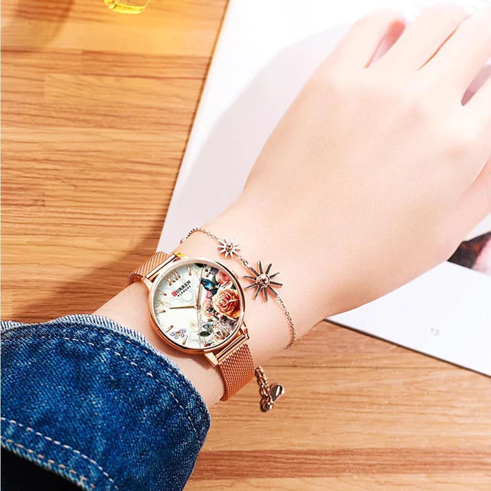 CURREN Mesh Band Wrist Watch For Women