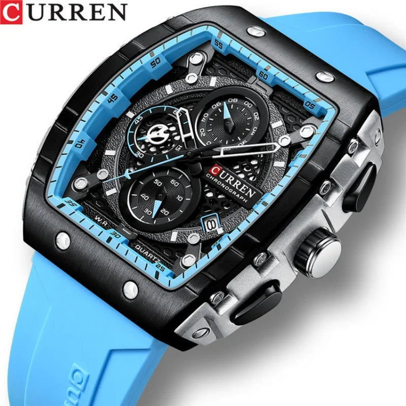 Curren 8442 Men's Skeleton Dial Chronograph Watch